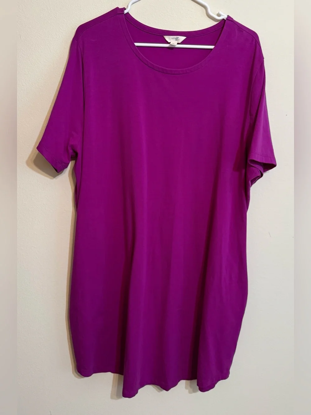 Women's Terra & Sky Short Sleeve T shirt Dress Magenta 1X - Picture 1 of 5